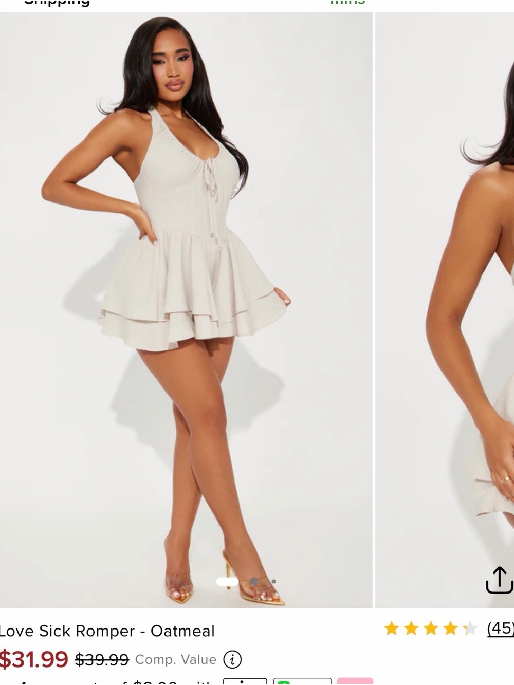Lovesick Oatmeal Halter Tiered Romper Dress